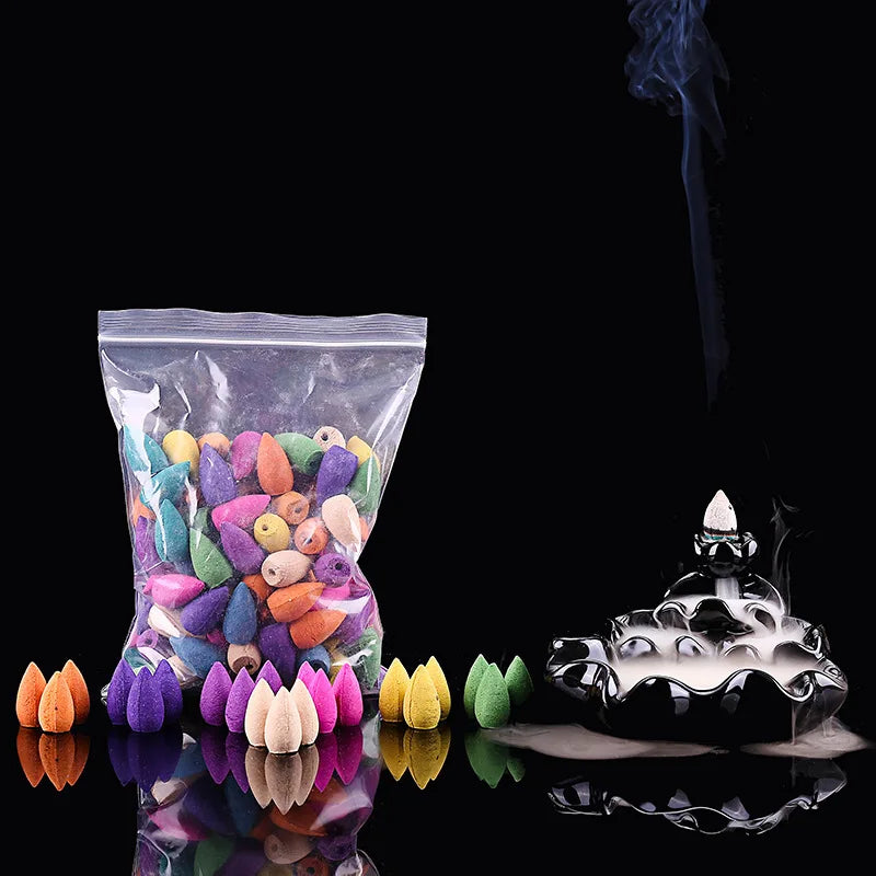 100Pcs Mixed Incense Cones Use for Backflow Incense Burner