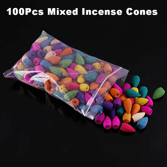 100Pcs Mixed Incense Cones Use for Backflow Incense Burner